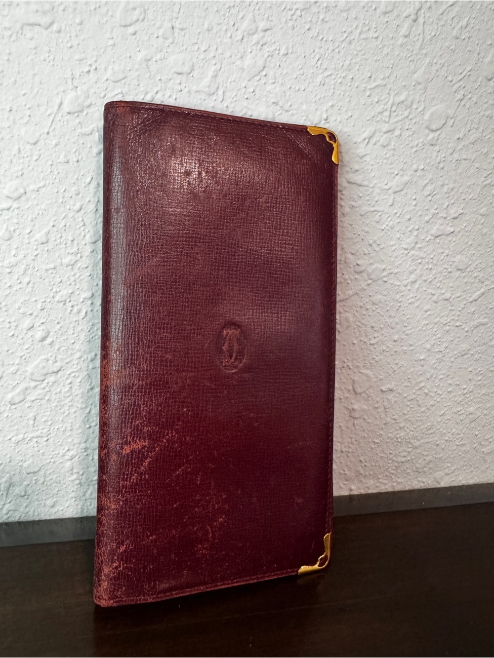 Cartier Burgundy Long Wallet with Gold Corner Accents